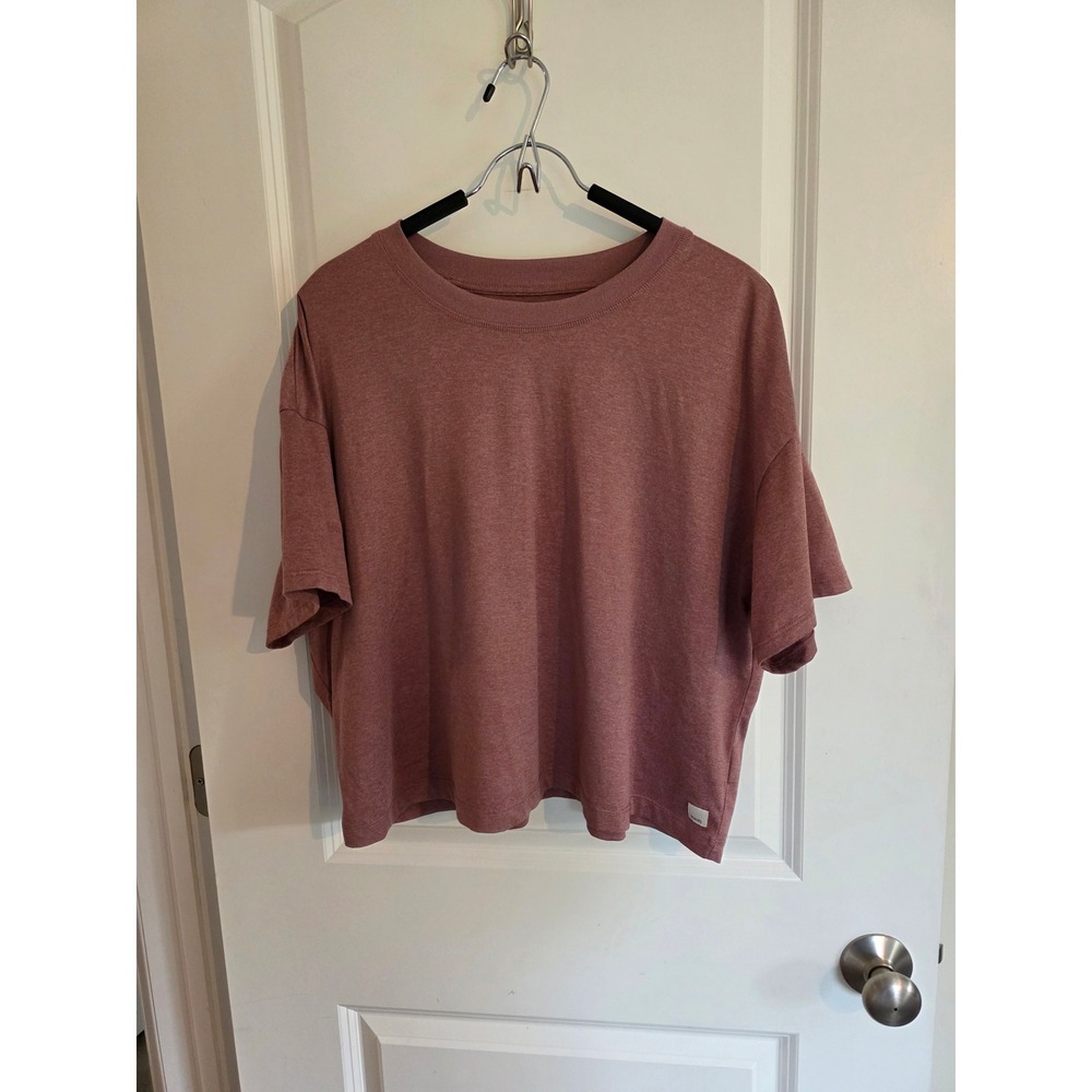 Vuori Energy Tee Heathered Marsala Rose Mauve Boxy Cropped Short Sleeve T-Shirt